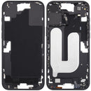 Chasis intermedio negro para iPhone 16 Plus con botones de encendido y volumen, versión EU/Global, Aftermarket Plus.