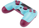 Control alambrico DoubleShock 4 Berry Blue para PlayStation 4 con cable USB, vista frontal y botones.