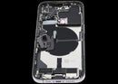 Tapa trasera usada iPhone 14 Pro A2659 con marco chasis, flex y puerto de carga.