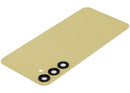 Tapa trasera amarilla para Samsung Galaxy A25 5G (A256) sin logo, con lente de cámara, repuesto Aftermarket Plus.