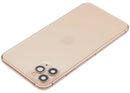 Tapa trasera dorada usada para iPhone 11 Pro Max A2161, A2218, A2220 con puerto de carga y piezas pequeñas.