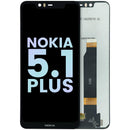 Pantalla original Nokia 5.1 Plus (Nokia X5) negra para reparación de display LCD y cristal frontal.