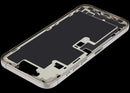 Chasis medio de iPhone 16 Pro Max Natural Titanium usado, con partes pequeñas para reparación o repuesto.
