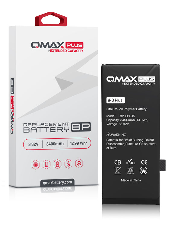 Batería de capacidad extendida de 3400 mAh para iPhone 8 Plus en Guatemala, disponible en reparaciones de baterías y distribuidores mayoristas.