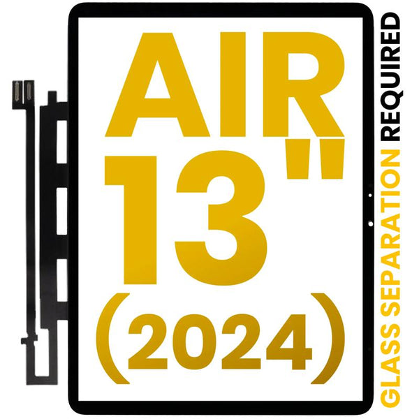 Reparación de separación de cristal requerida para iPad Air 13 (2024) en Guatemala, con digitalizador premium en color negro.