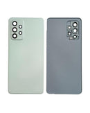 Tapa trasera verde menta Samsung Galaxy A52s con lente de cámara, repuesto original Service Pack para reparación.