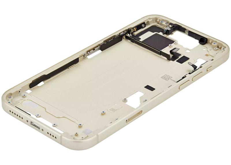 Marco intermedio con botones de encendido y volumen para iPhone 15 Plus (Versión Internacional) (USADO OEM extraído: Grado A) (Amarillo)