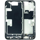 Tapa trasera original de iPhone 16 Pro (A3083, A3292) en titanio negro con batería, puerto de carga y piezas pequeñas.