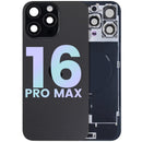 Tapa trasera con placa de acero con carga inalámbrica NFC MagSafe y flex de linterna compatible para iPhone 16 Pro Max (Original OEM) (Negro Titanio)