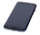 Pantalla Samsung Galaxy S7 Edge usada OEM pull Grade A con frame negro Onyx, lista para reparación.