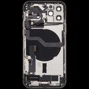 Tapa trasera usada iPhone 12 Pro Space Gray con puerto de carga flex y partes pequeñas para reparación.