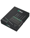 Juego de desarmadores Torx de precisión Wera 2066/2067 con puntas de colores y base organizadora Kraftform.