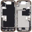 Chasis medio de iPhone 16 Pro Desert Titanium usado, con puerto de carga y piezas pequeñas, para reparación.