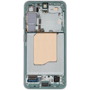 Pantalla OLED verde menta con marco para Samsung Galaxy S25 5G, repuesto premium para reparación.