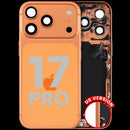 Tapa trasera Cosmic Orange usada para iPhone 17 Pro (A3293) con flex y puerto de carga.