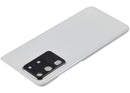 Tapa trasera de repuesto Samsung Galaxy S20 Ultra 5G en color Cloud White, brillante, con orificio para cámara.