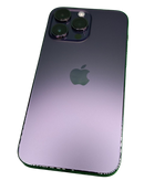 Encuentra el iPhone 14 Pro Max seminuevo de 256GB en color púrpura en Guatemala con certificación y salud de batería al 100%.