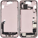 Tapa superior rosa para iPhone 15 Plus (A2847) con puerto de carga y piezas pequeñas, usada OEM, Grado A.