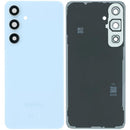 Tapa trasera azul brillante para Samsung Galaxy S24 FE con lente de cámara, repuesto para reparación.