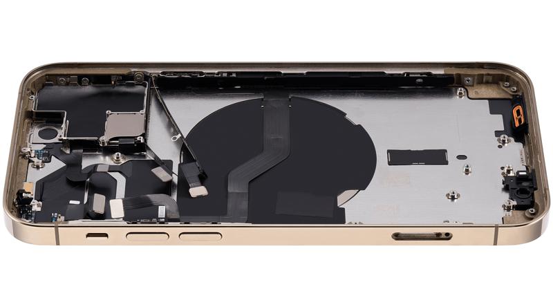Tapa trasera para iPhone 12 Pro con componentes pequeños pre-instalados (Versión internacional, Dorado, Grado C)