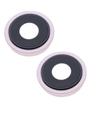 Lente para camara trasera con soporte y bisel para iPhone 13 / 13 Mini (Rosa) (Zafiro Real / Premium)