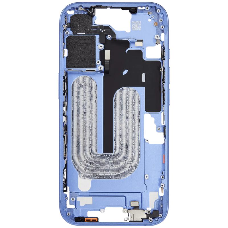 Reparación de chasis medio con botones de encendido y volumen de iPhone 16 (International Version) en Guatemala.