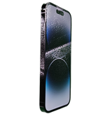 iPhone 14 Pro seminuevo negro, 128GB, libre, como nuevo, pantalla OLED, tres cámaras traseras.