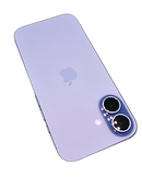 iPhone 17 seminuevo azul, 256GB, libre, como nuevo, pantalla encendida mostrando la interfaz de iOS.