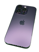 iPhone 14 Pro morado seminuevo, 128GB, libre, como nuevo, pantalla OLED, triple cámara.