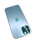 iPhone 12 Pro azul seminuevo, pantalla Super Retina XDR, triple cámara, 128GB, perfecto estado.