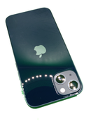 iPhone 13 seminuevo negro, 128GB, con pantalla brillante, cámaras duales y biseles delgados.