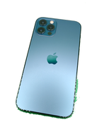 iPhone 12 Pro azul de 128GB, seminuevo, pantalla sin arañazos, parte trasera impecable.