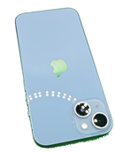 iPhone 14 seminuevo azul, 128GB, libre, grado 1, batería 84%, e-SIM.