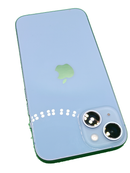 iPhone 14 seminuevo azul, 128GB, libre de fábrica, con E-sim y batería al 80%, certificado.