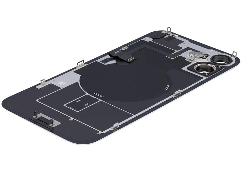 Reparación de tapa trasera con placa de acero y carga inalámbrica para iPhone 16 Plus en Guatemala.