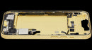 Tapa trasera amarilla iPhone 14 US con puerto de carga y pequeñas partes OEM.