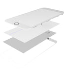 Reparación de pantalla de iPhone 7 en Guatemala: cristal con marco, OCA y polarizador preinstalado en color blanco, paquete premium de 2 unidades.