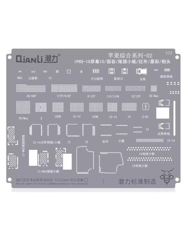 Compra el Stencil Bumblebee (QS533) CPU Apple 02-IP6S-15 IC de pantalla / ID facial en Guatemala para reparaciones de componentes iPhone.