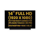 Panel LCD de 14" (1920x1080, 30 Pin IPS FHD) para Lenovo, HP, Dell, Acer y ASUS en Guatemala.