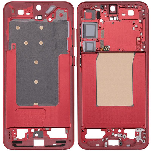 Chasis intermedio en color Coral Red para Samsung Galaxy S25 Plus 5G, disponible para reparaciones en Guatemala.