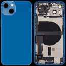 Tapa trasera azul usada OEM Grade C para iPhone 13, con puerto de carga y piezas pequeñas, compatible A2482.