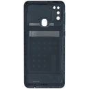 Tapa trasera original negra Samsung Galaxy M21 con lente de cámara, pieza de repuesto SM-M215F.