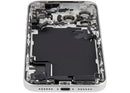 Tapa trasera plateada usada para iPhone 17 Pro Max, con puerto de carga flex y pequeñas partes, versión global.