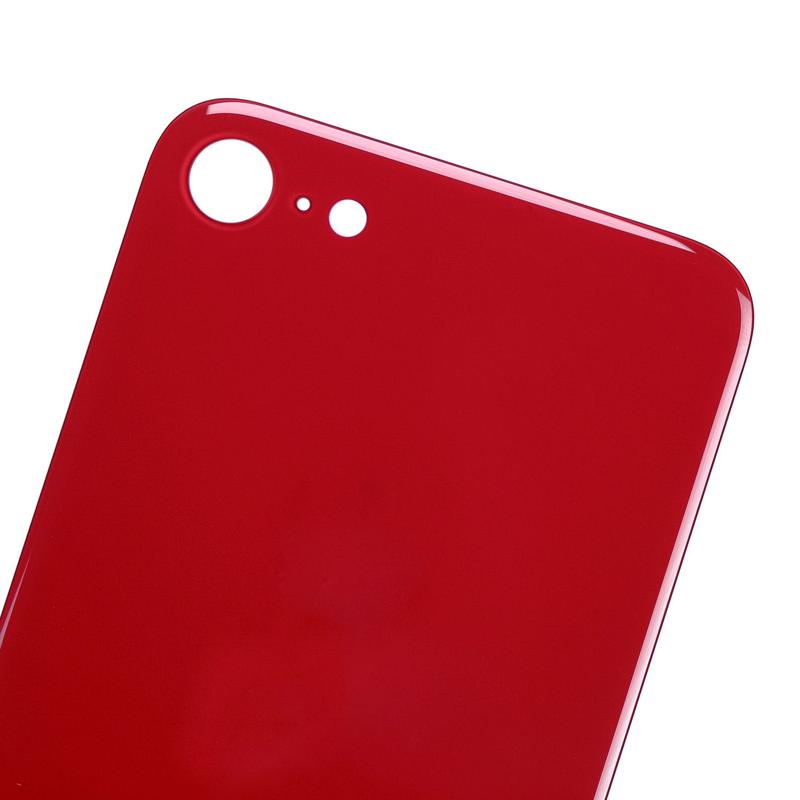 Tapa trasera para iPhone 8 / SE (2020) con adhesivo 3M, agujero grande para camara (Rojo)
