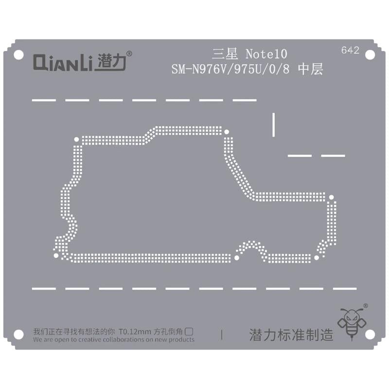 Plantilla Bumblebee (QS642) para reparación de Samsung Note 10 en Guatemala.