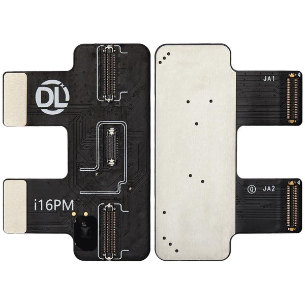 Reparación de tester Flex DL400 Pro para iPhone 16 Pro Max con placa pequeña EDP en Guatemala.