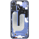 Chasis medio usado OEM Ultramarine para iPhone 16 Plus A3104 con pequeñas partes, repuesto original.