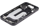 Chasis medio iPhone 17 negro usado con puerto de carga flex y piezas pequeñas de repuesto A3280 A3281.