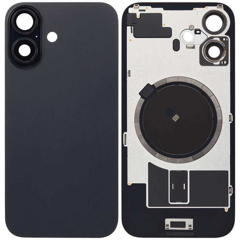 Tapa trasera con placa de acero con iman MagSafe preinstalado iPhone 16 (No Logo) (Black)