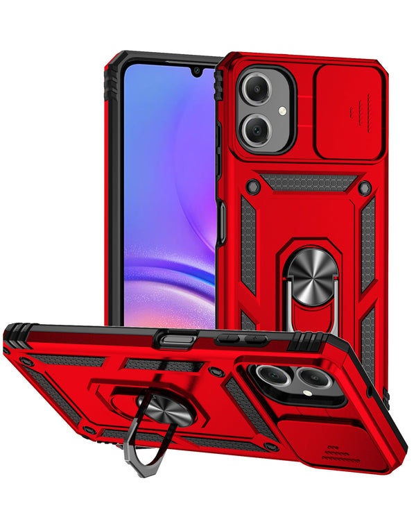 Funda híbrida de doble capa con aro de metal y protector de cámara para Galaxy A07 en Guatemala.